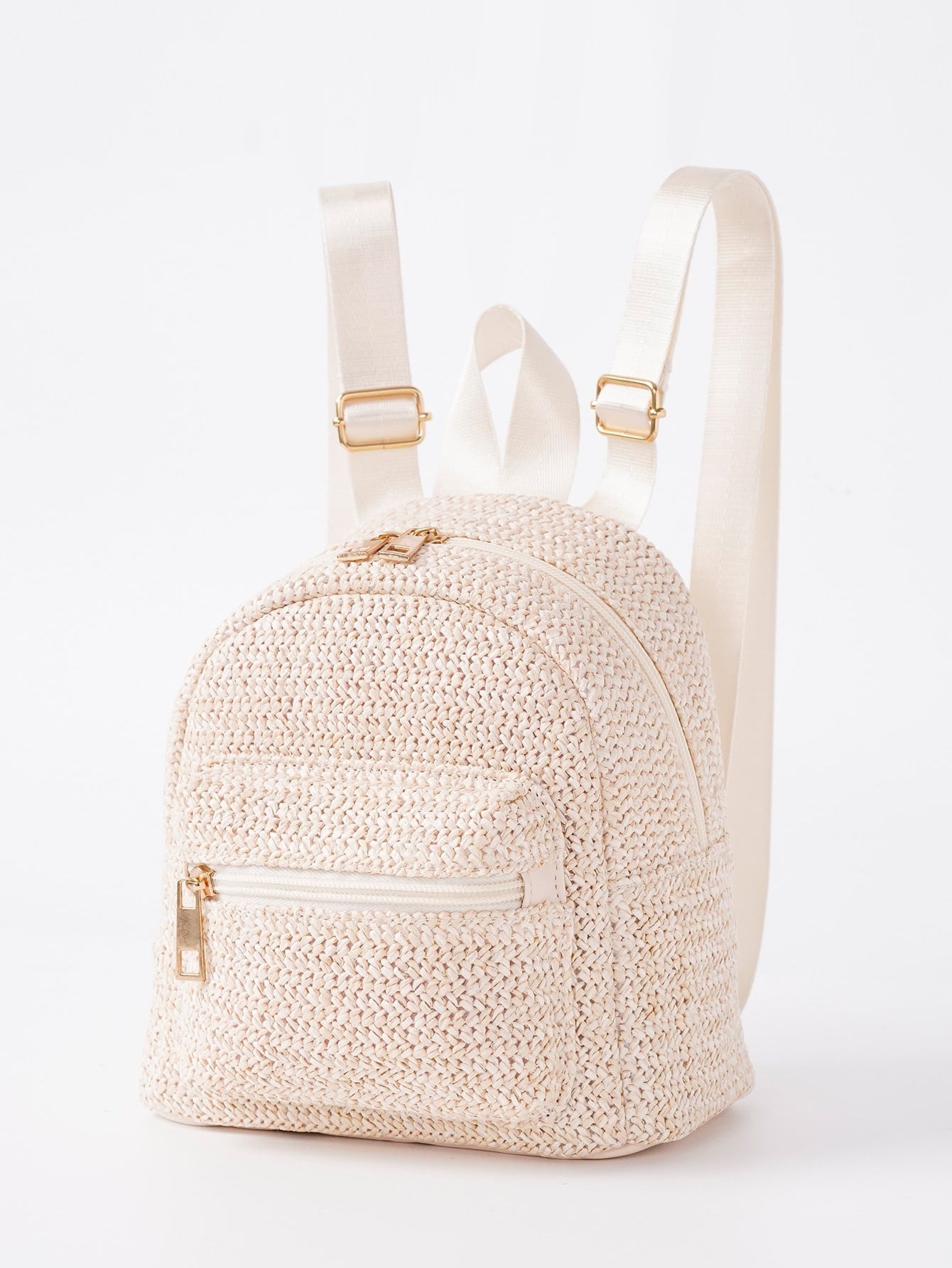 Ethnic Minorities Double Layer Zipper Casual Cool Backpack Straw Backpack